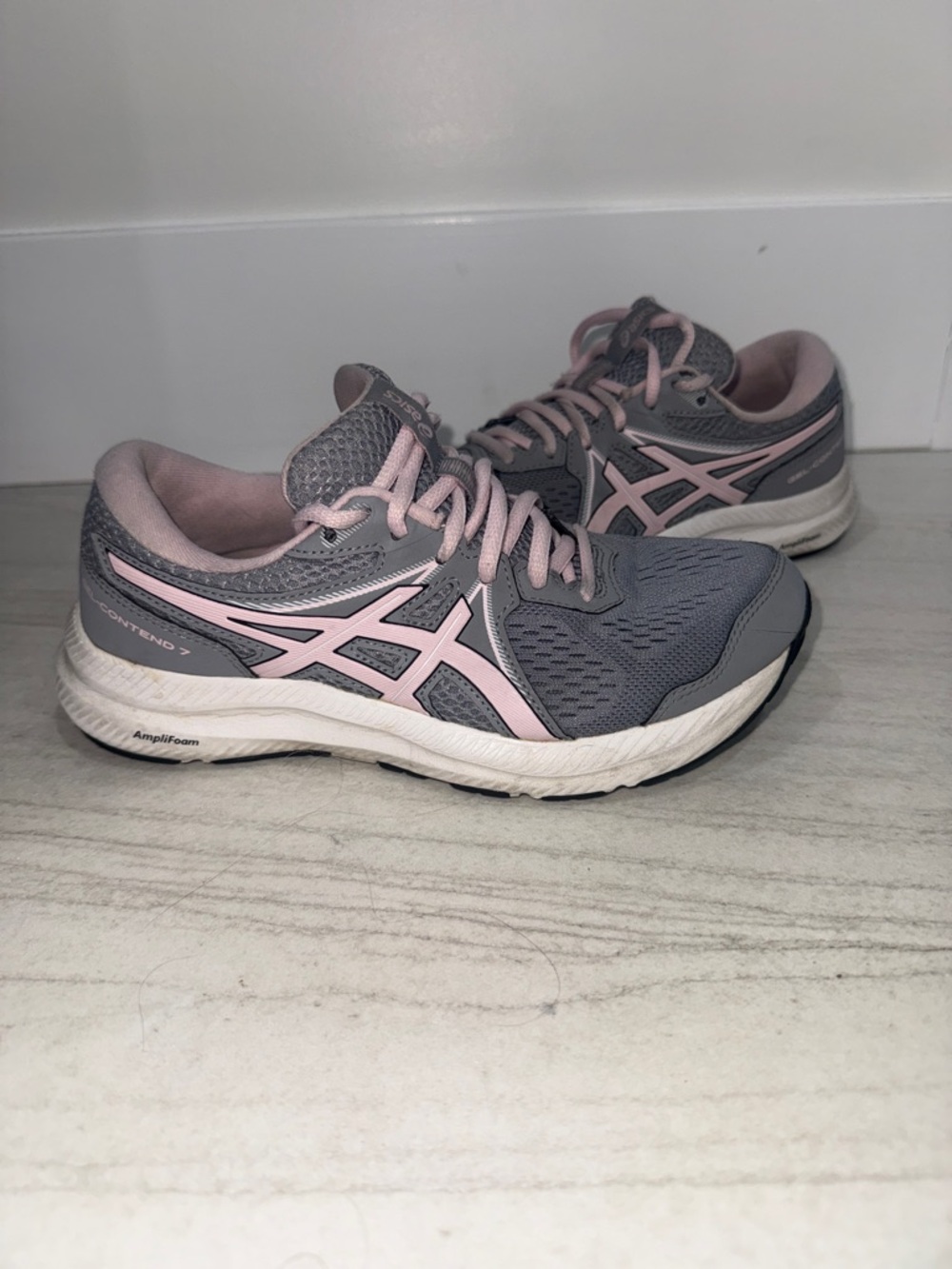 ASICS Women's Gray and Light Pink Gel-Contend Running Shoes women’s size 6